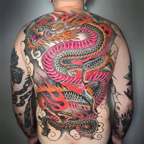 dragon traditional tattoo|japanese dragon back tattoo female.